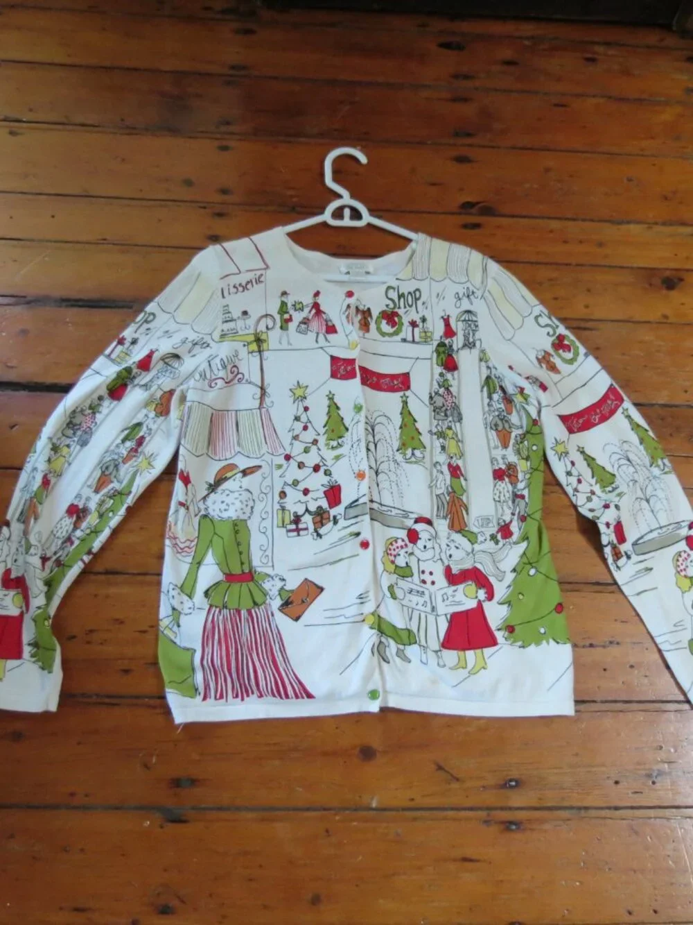 Christopher & Banks Cardigan Sweater Holiday Shopping French Scene Christmas